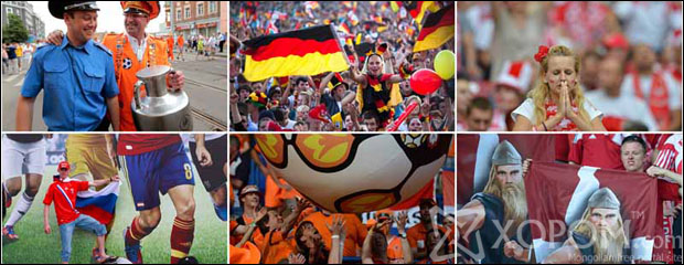 Евро 2012 тэмцээнийг сэтгэл дэнслэн үзэж байгаа орон орны хөгжөөн дэмжигчид